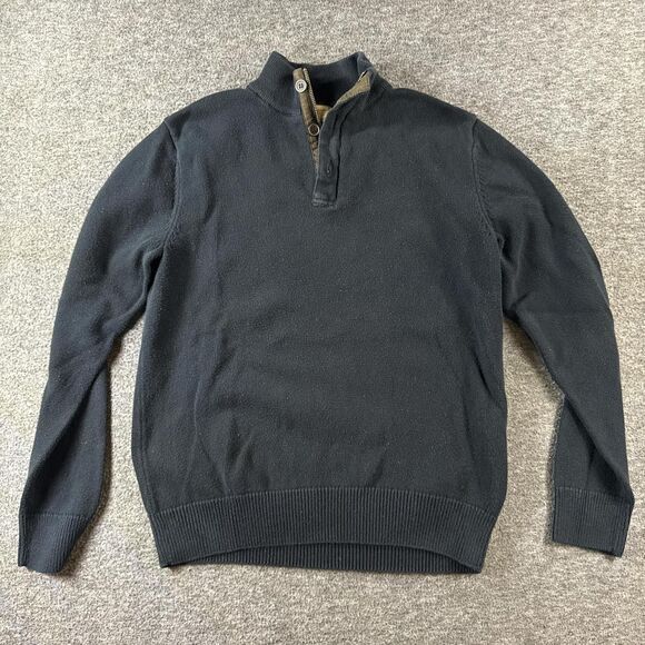 Refectory Men's Black Sweater quarter zip wit buttons M - Picture 1 of 5